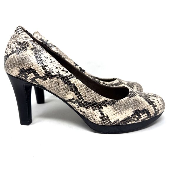 Clarks Adriel Viola Pumps Womens Sz 7.5 Leather Snakeskin High Heel Stiletto NEW - Picture 2 of 15